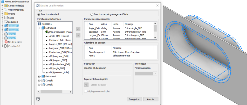 création d'une iFonction dans Inventor