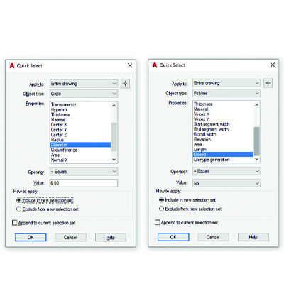 Outil Quick Select AutoCAD