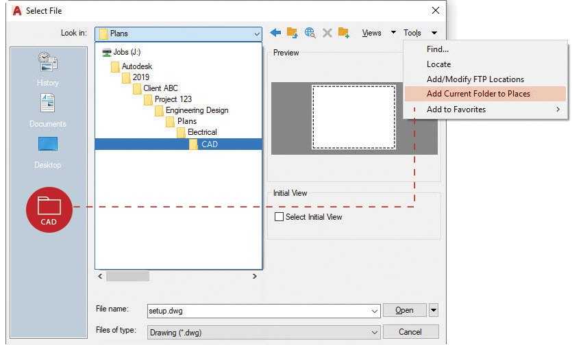 emplacements autocad