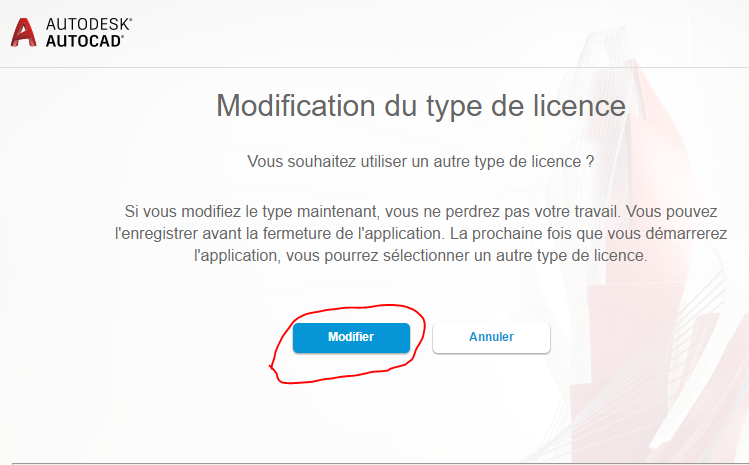 modification du type de licence