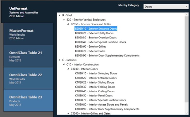 Uniformat - outils classification BIM