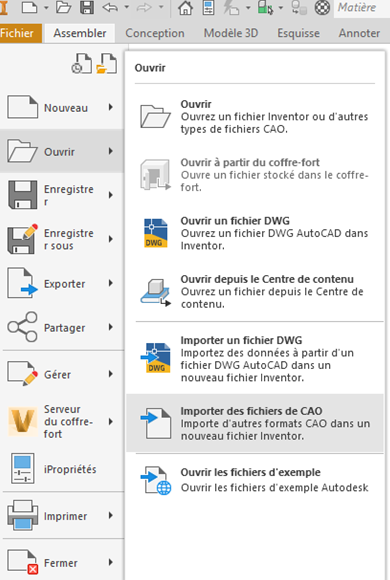 importer des fichiers de CAO