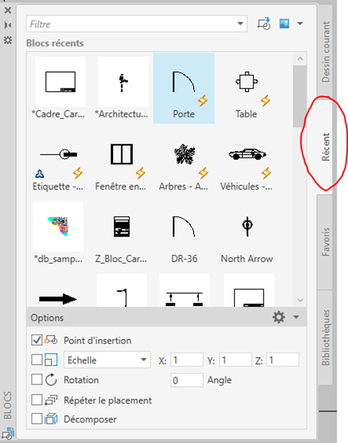 blocs récents autocad