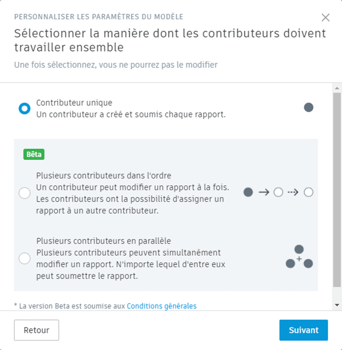 Sélectionner le mode de collaboration entre contributeurs