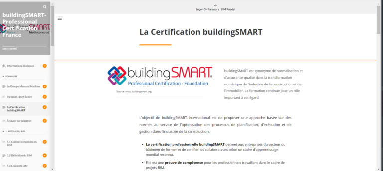 Capture - plateforme elearning certification buildingsmart 1