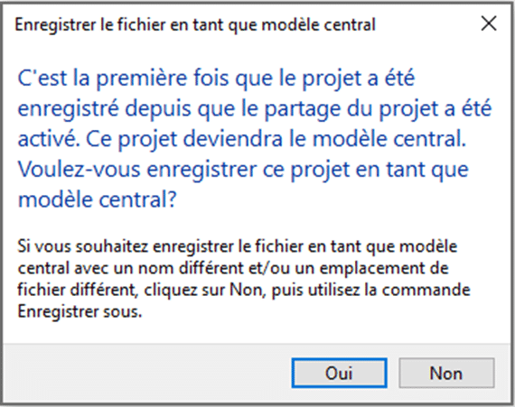 Enregistrement du modèle en tant que fichier central