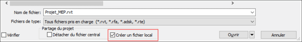 Création d’une copie locale d’un fichier central