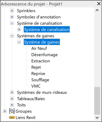 arborescence gabarit systeme Revit