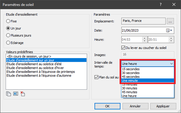 revit paramètres de soleil fenetre