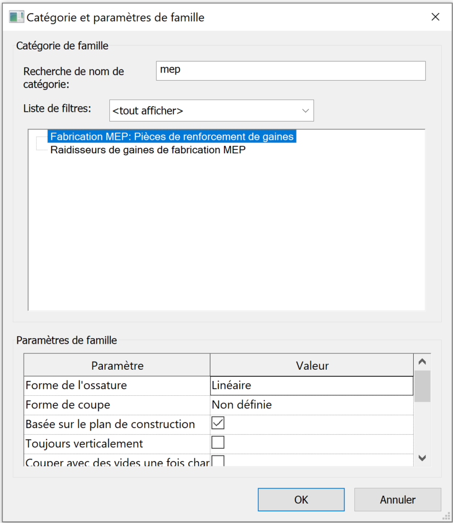 Revit 2024 Nouvelles catégories de famille MEP