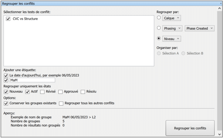 Regroupement des conflits dans Naviswork 1