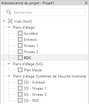 Arborescence du projet dans Revit