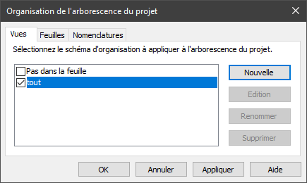 Organisation de l'arborescence du projet Revit