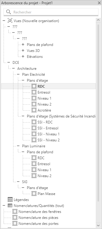 Revit arborescence de projet méthode