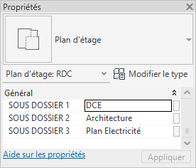 Revit propriétés plan d'étage