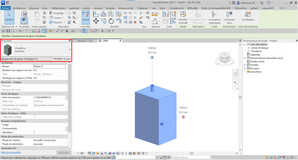 Catégorie Revit d’une chaudière