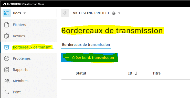 Bordereaux de transmission