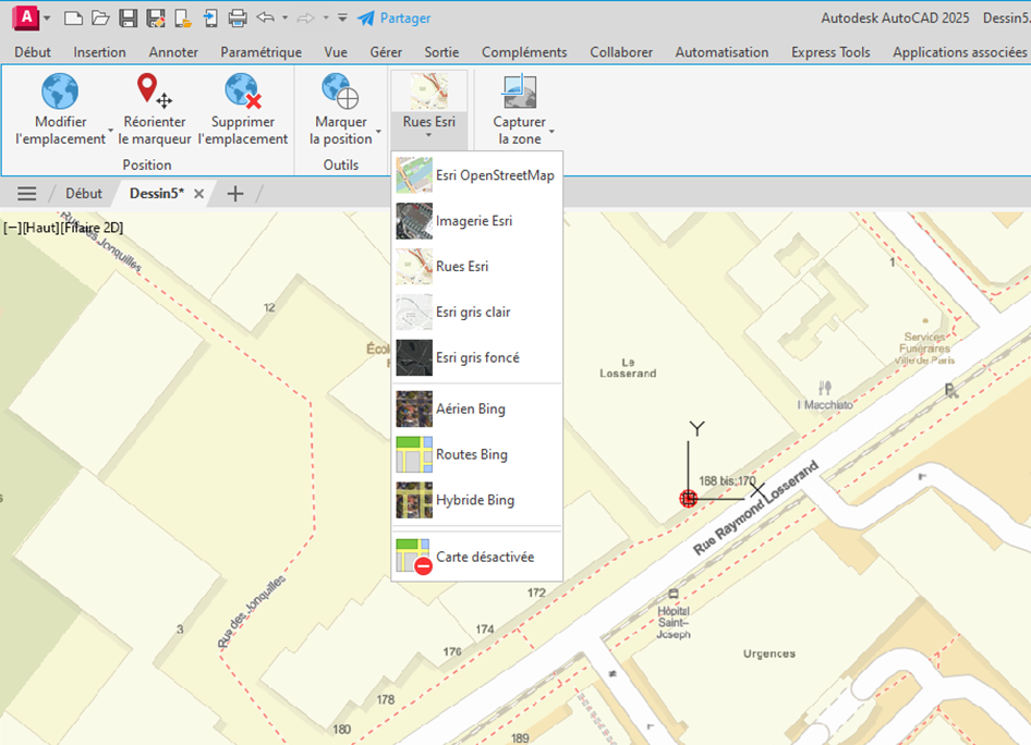 géolocalisation esri autocad