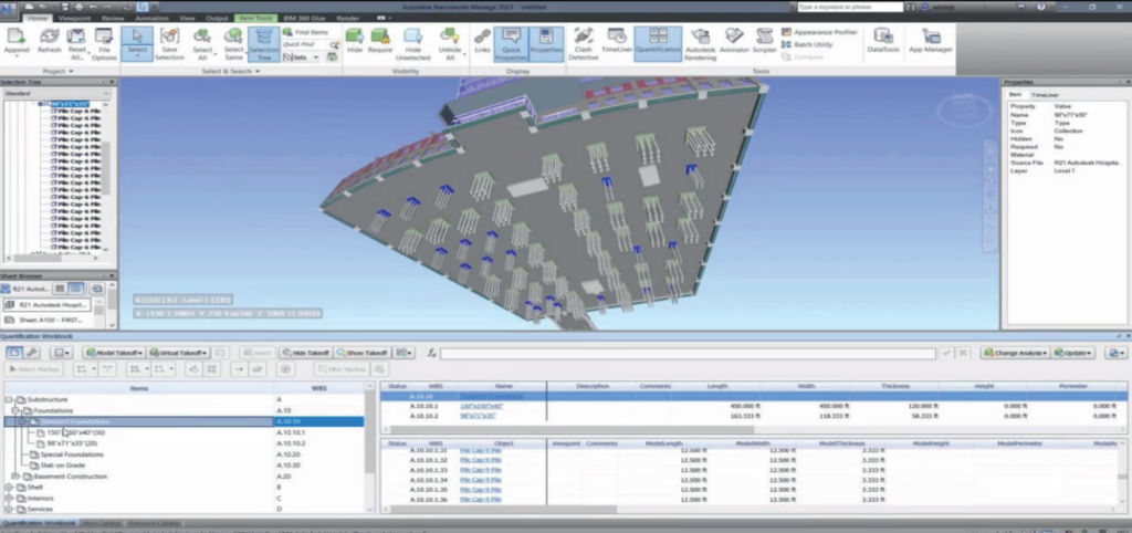 Navisworks capture facile des quantités de matériaux