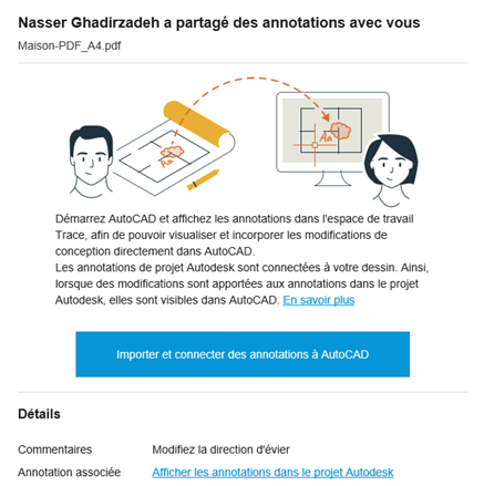 Importer et connecter les annotations à AutoCAD